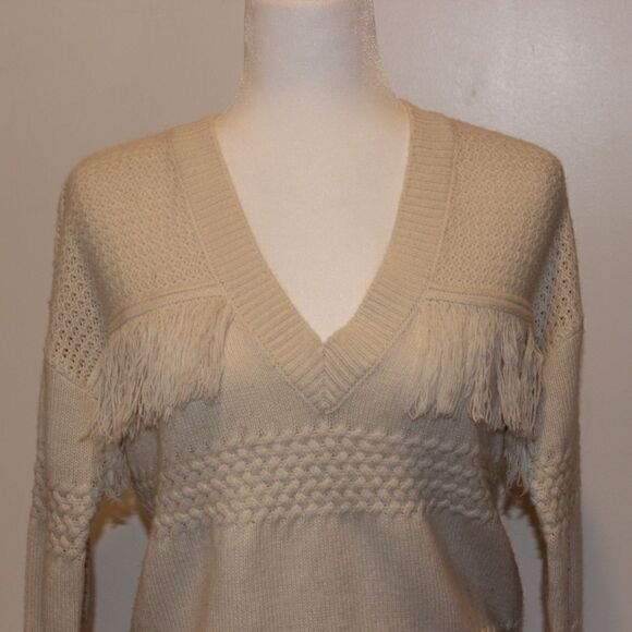 Jack by BB Dakota V -Neck knit Cream Pullover Sweater Boho Women Size XS - Picture 3 of 11